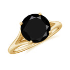 Rosec Jewels-2 CT Black Onyx Solitaire Ring with Hidden Moissanite in Split Shank