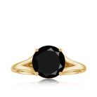 Rosec Jewels-2 CT Black Onyx Solitaire Ring with Hidden Moissanite in Split Shank