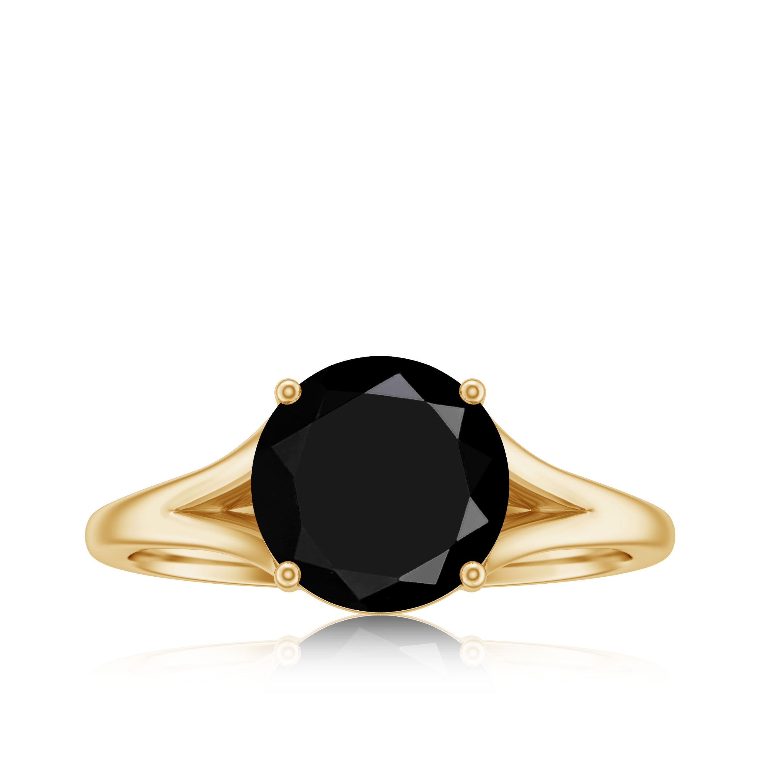 Rosec Jewels-2 CT Black Onyx Solitaire Ring with Hidden Moissanite in Split Shank