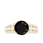 Rosec Jewels-Round Black Onyx and Moissanite Statement Engagement Ring