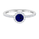 Rosec Jewels-1.25 CT Created Blue Sapphire and Diamond Engagement Ring