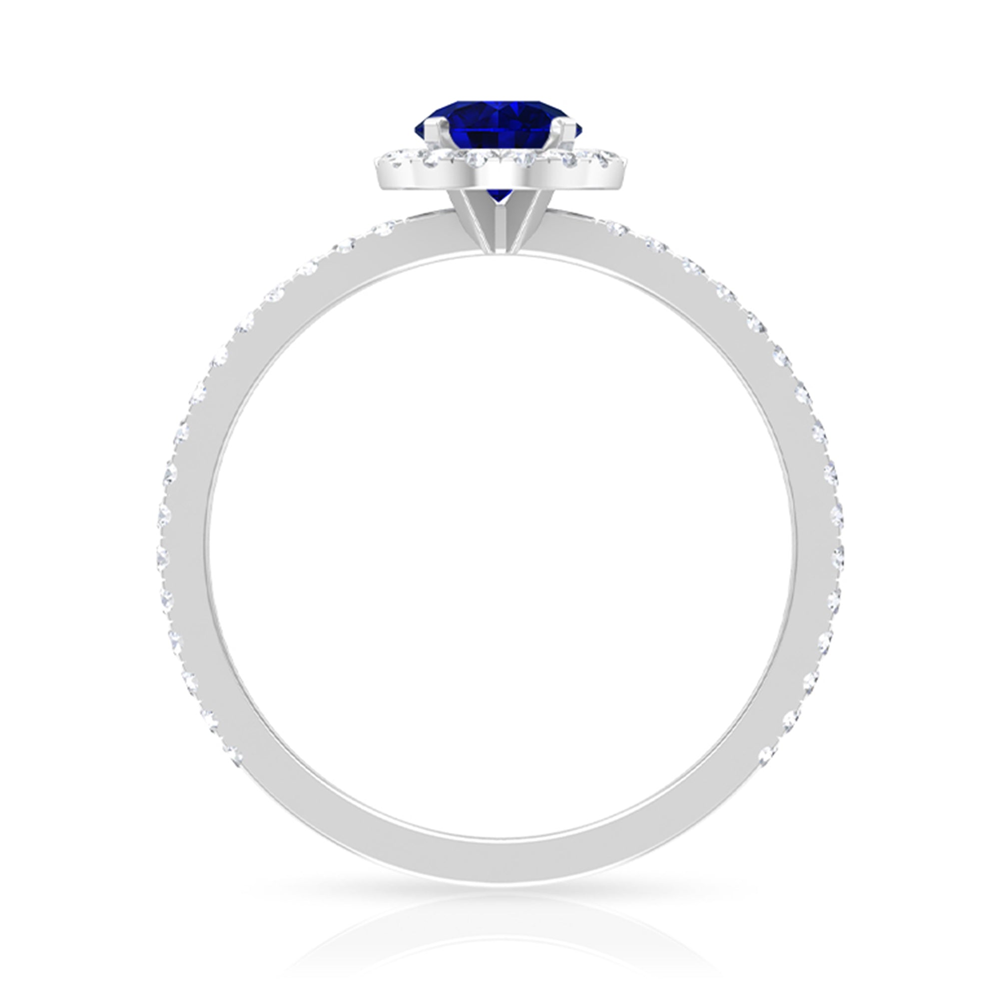 Rosec Jewels-1.25 CT Created Blue Sapphire and Diamond Engagement Ring