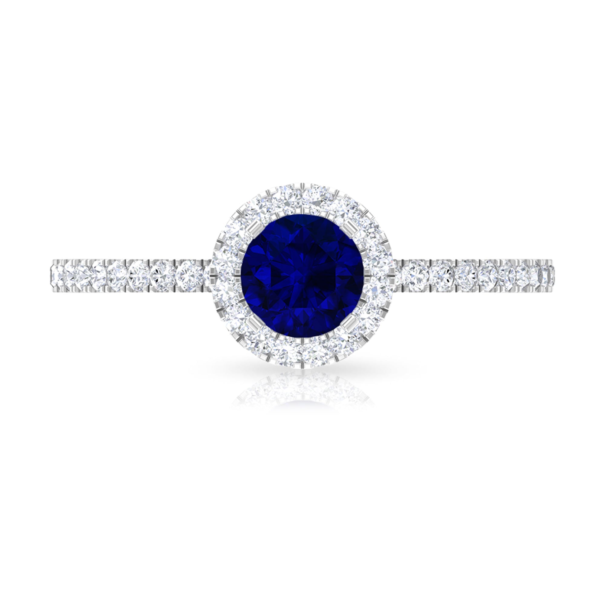 Rosec Jewels-1.25 CT Created Blue Sapphire and Diamond Engagement Ring