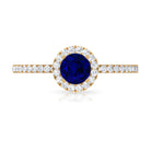 Rosec Jewels-1.25 CT Created Blue Sapphire and Diamond Engagement Ring