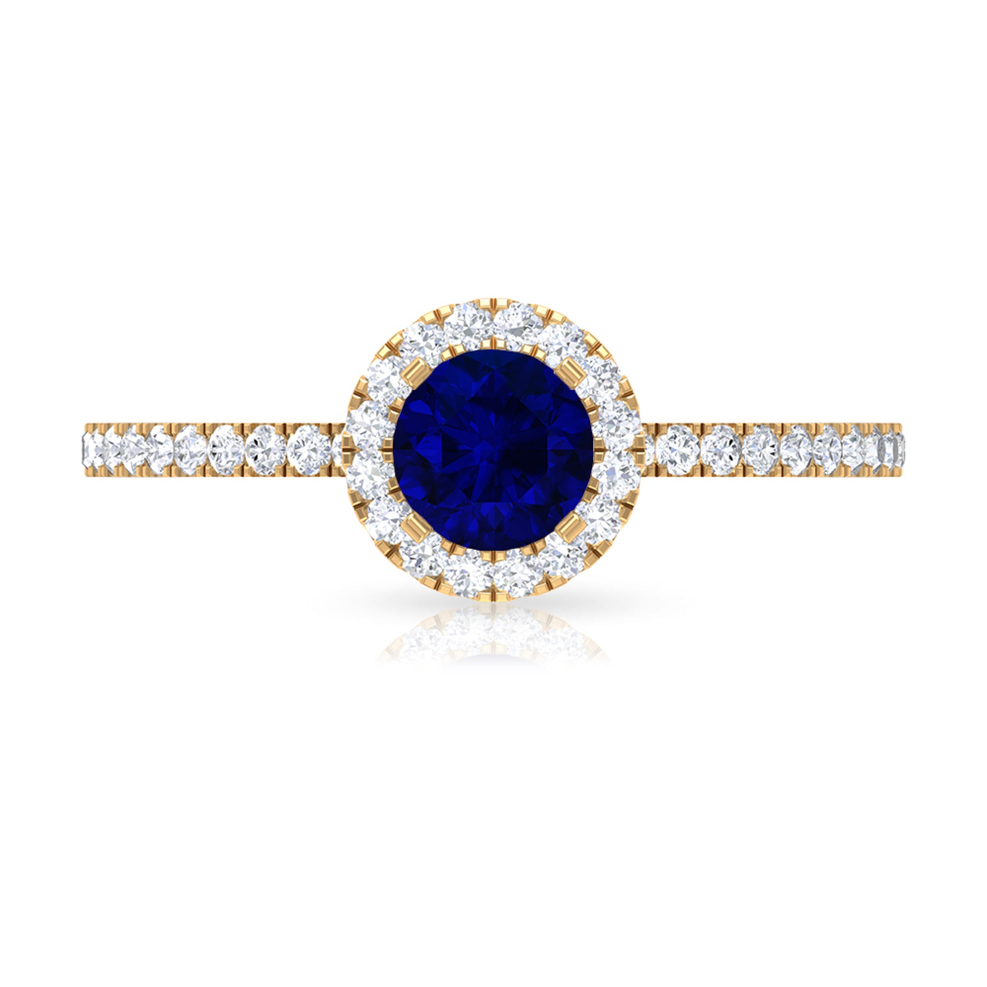 Rosec Jewels-1.25 CT Created Blue Sapphire and Diamond Engagement Ring