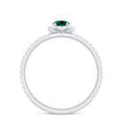 Rosec Jewels-Lab Grown Emerald Minimal Halo Engagement Ring with Diamond