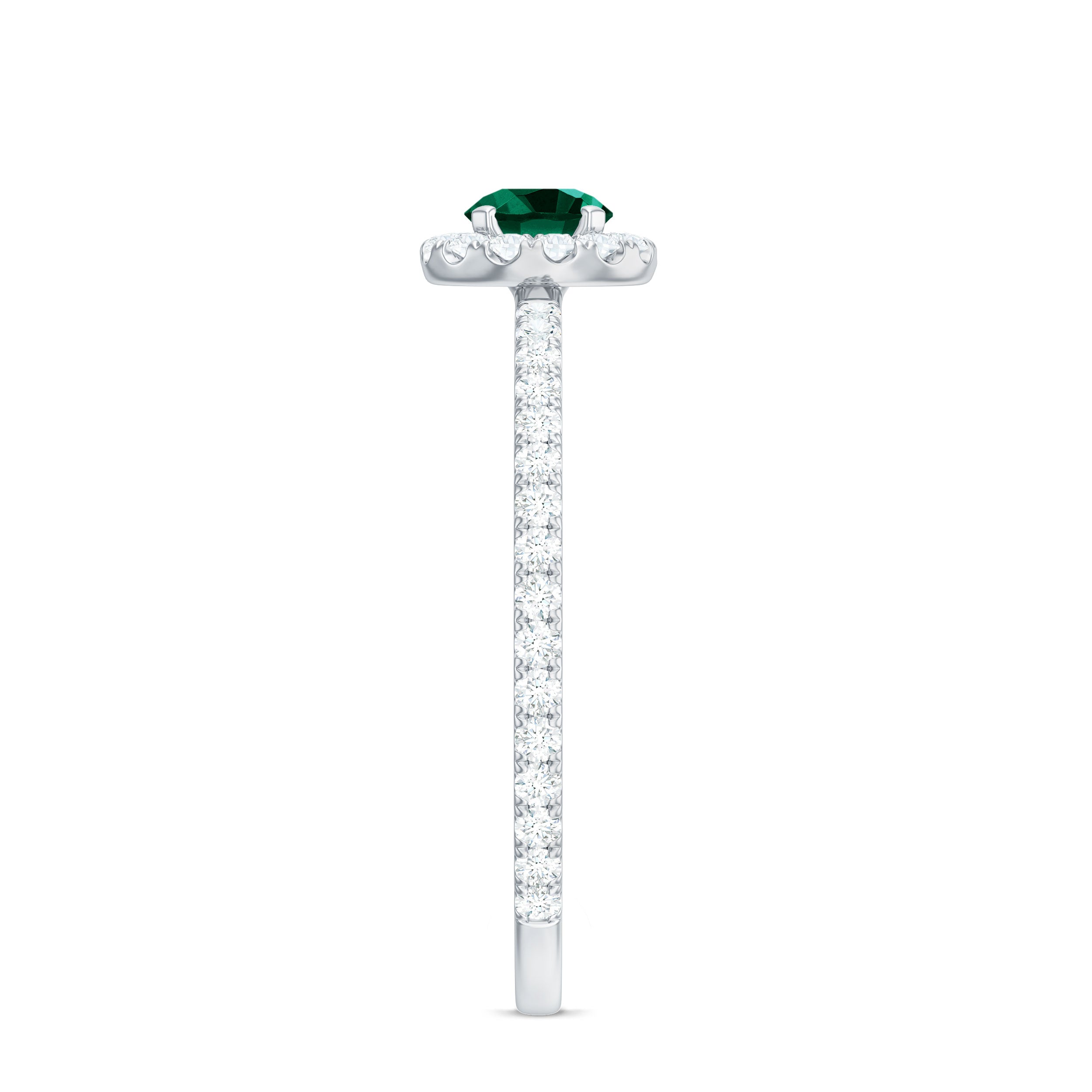 Rosec Jewels-Lab Grown Emerald Minimal Halo Engagement Ring with Diamond