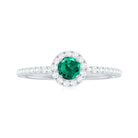 Rosec Jewels-Lab Grown Emerald Minimal Halo Engagement Ring with Diamond