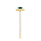 Rosec Jewels-Lab Grown Emerald Minimal Halo Engagement Ring with Diamond