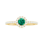 Rosec Jewels-Lab Grown Emerald Minimal Halo Engagement Ring with Diamond