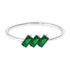 Rosec Jewels-Baguette Cut Lab Grown Emerald Three Stone Promise Ring