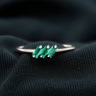 Rosec Jewels-Baguette Cut Lab Grown Emerald Three Stone Promise Ring