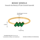 Rosec Jewels-Baguette Cut Lab Grown Emerald Three Stone Promise Ring