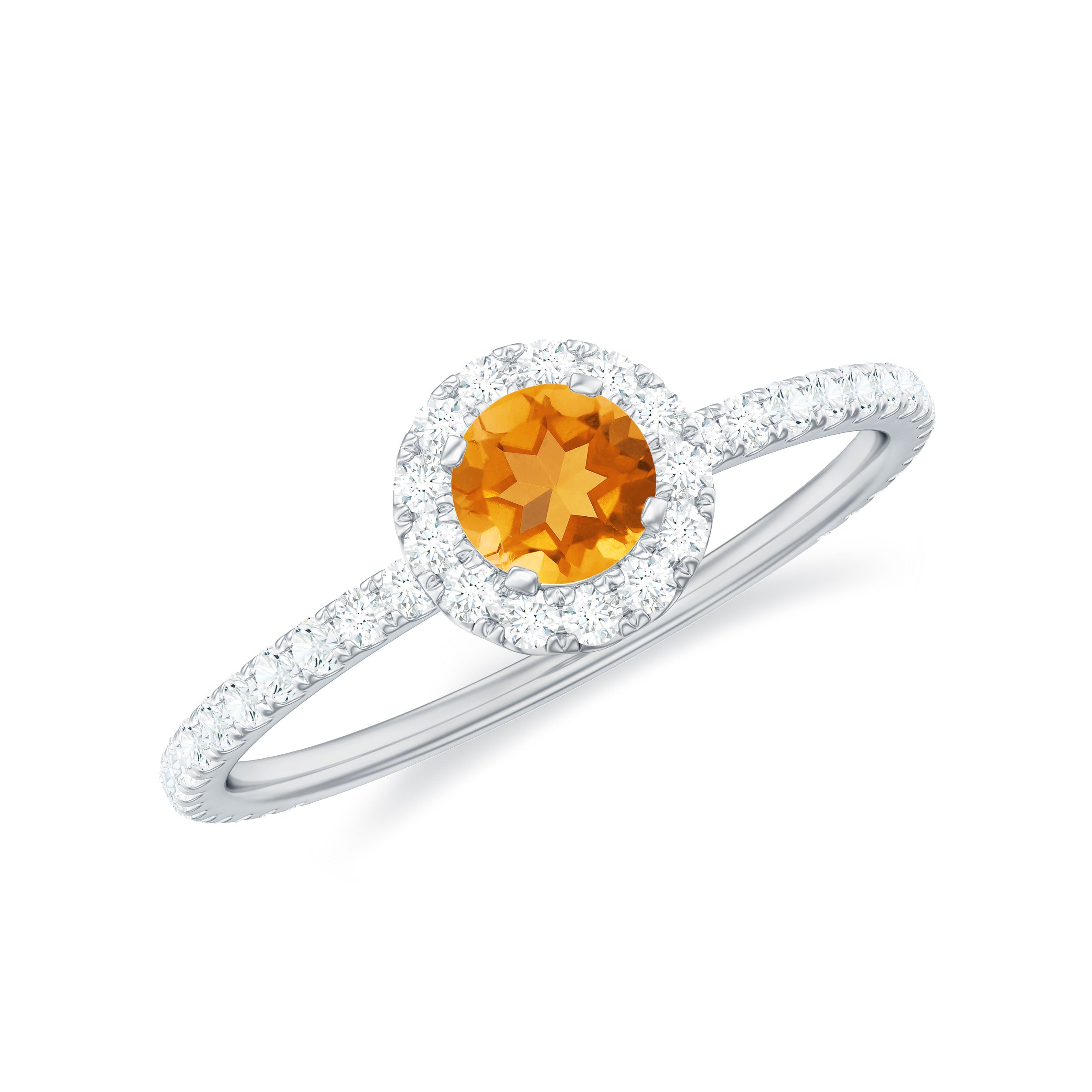 Rosec Jewels-1/2 CT Citrine Halo Engagement Ring with Diamond