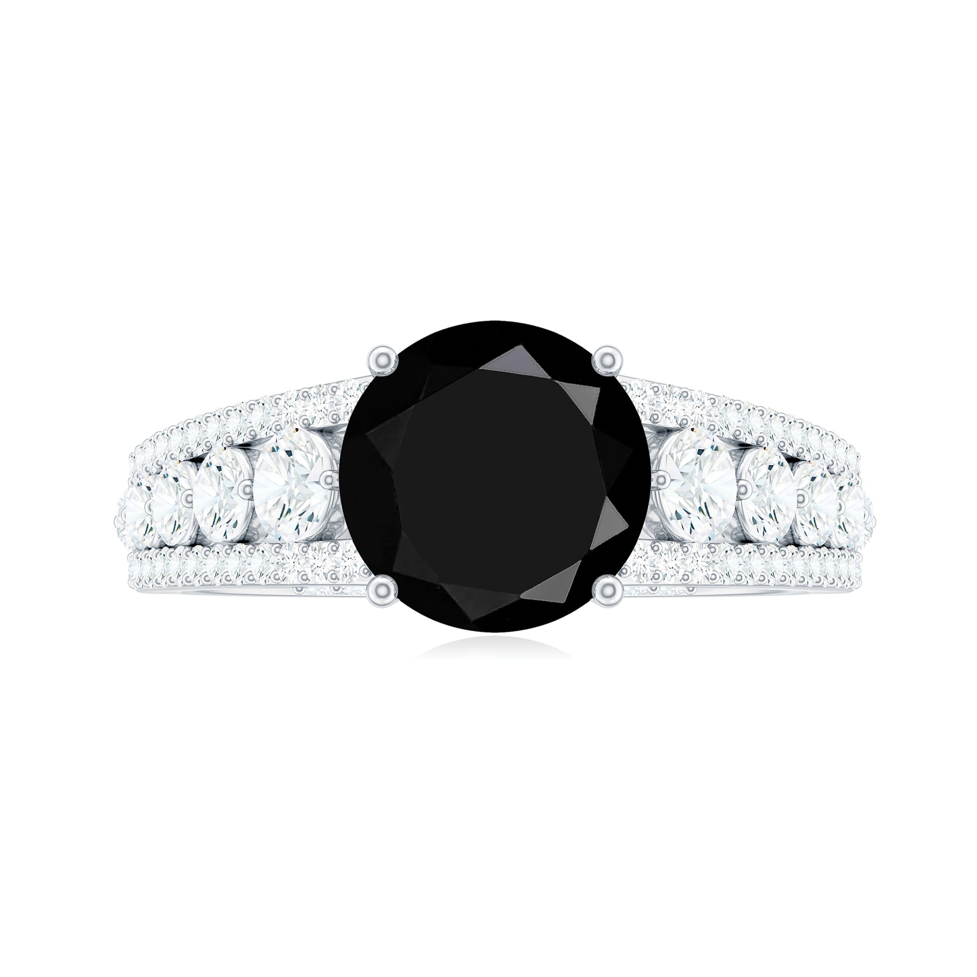 Rosec Jewels-Lab-Created Black Diamond Statement Engagement Ring with Moissanite