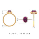 Rosec Jewels-2 CT Oval Rhodolite Engagement Ring with Diamond Halo