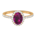 Rosec Jewels-2 CT Oval Rhodolite Engagement Ring with Diamond Halo