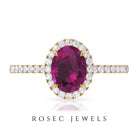 Rosec Jewels-2 CT Oval Rhodolite Engagement Ring with Diamond Halo