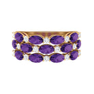 Rosec Jewels-3.50 CT Amethyst and Moissanite Three Row Wedding Band