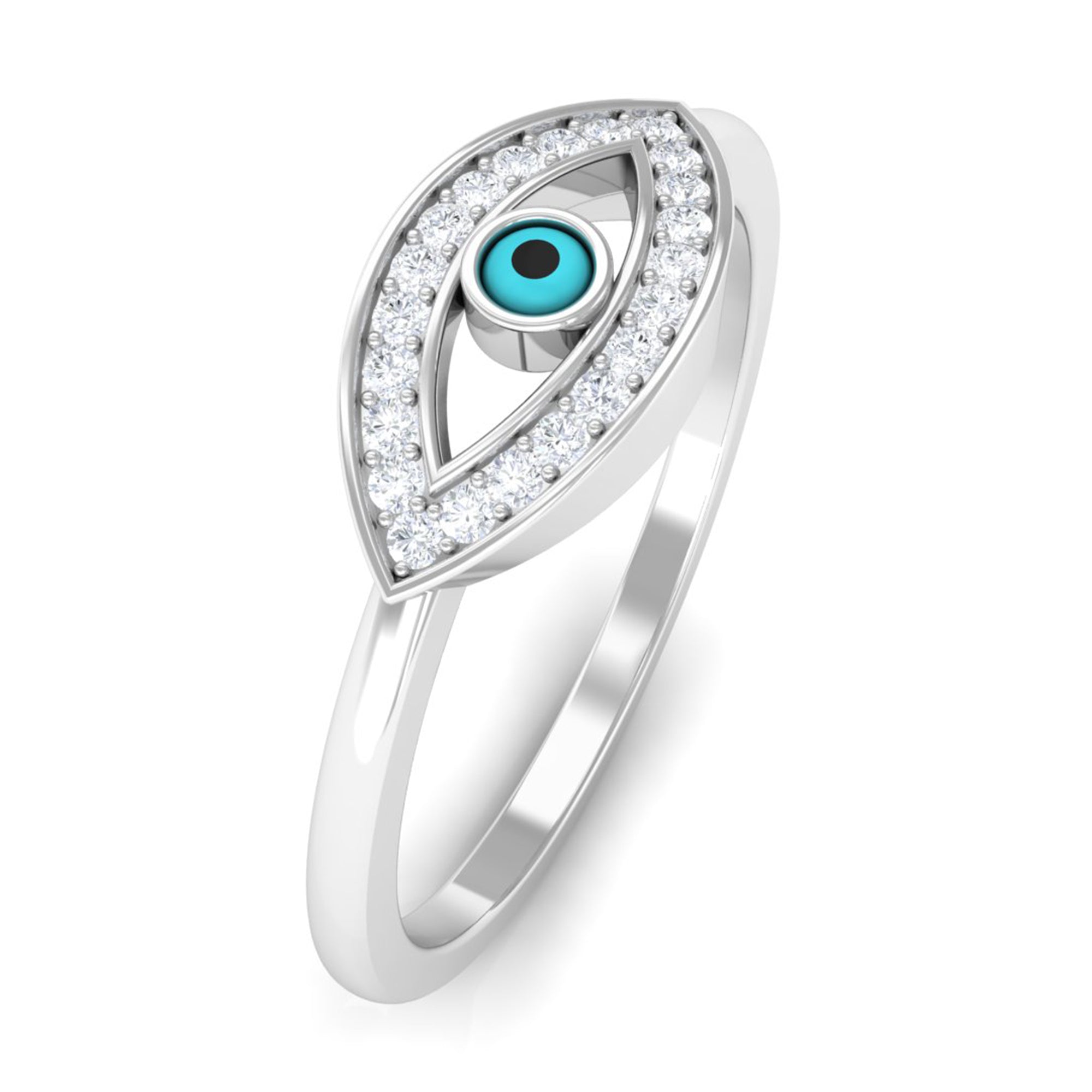 Rosec Jewels-Moissanite Evil Eye Ring with Enamel