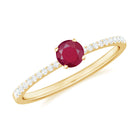 Rosec Jewels-1/2 CT Round Ruby Solitaire Promise and Diamond Ring