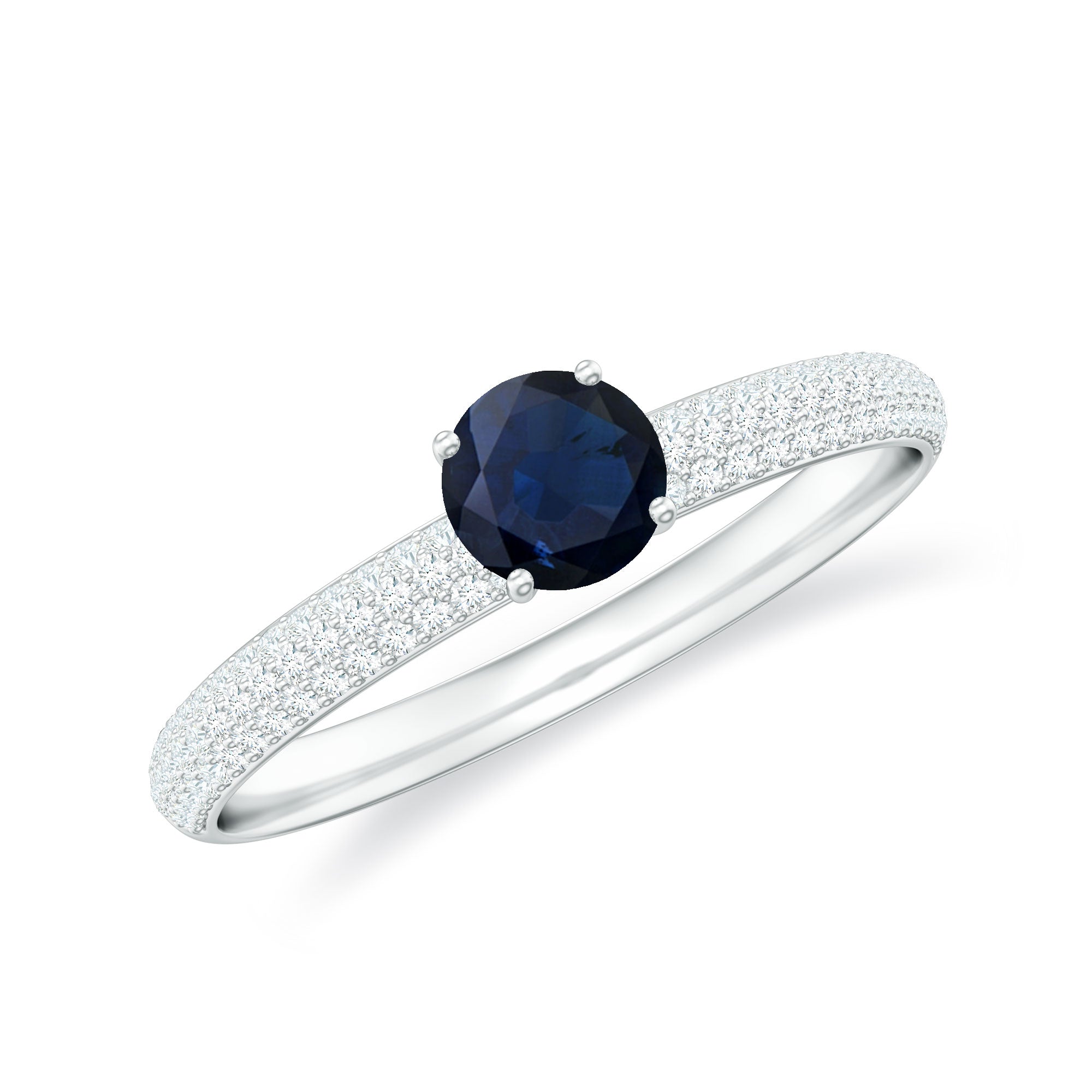 Rosec Jewels-Blue Sapphire Ring with Diamond Simple Engagement Ring