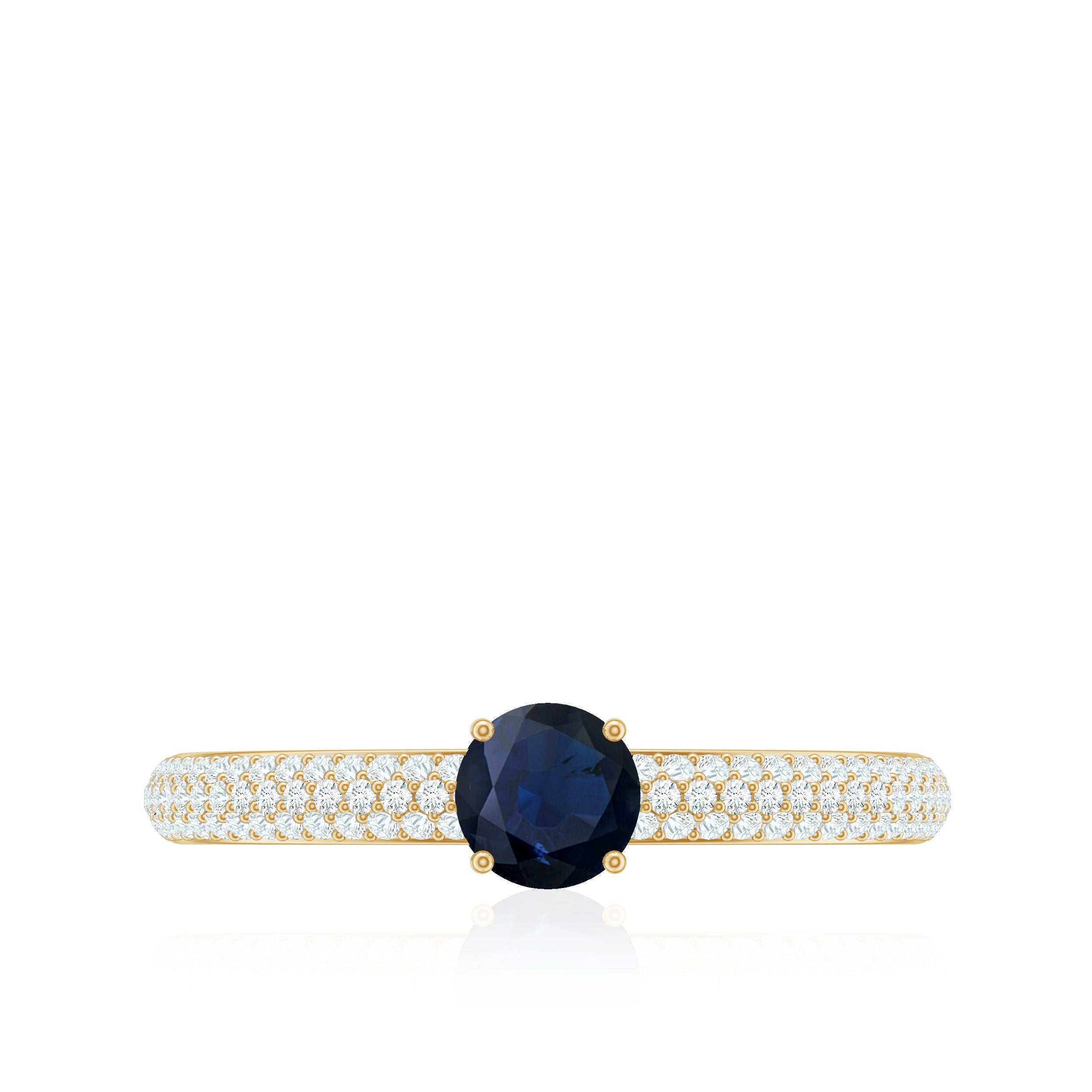 Rosec Jewels-Blue Sapphire Ring with Diamond Simple Engagement Ring