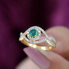 Rosec Jewels-1 CT Emerald Designer Engagement Ring with Diamond Accent