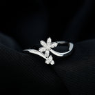 Rosec Jewels-Diamond Floral Ring with Curved Shank