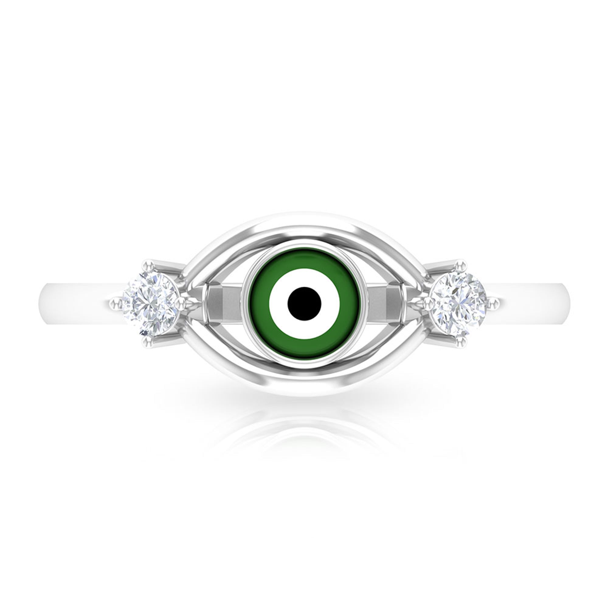 Rosec Jewels-Simple Evil Eye Ring with Certified Moissanite