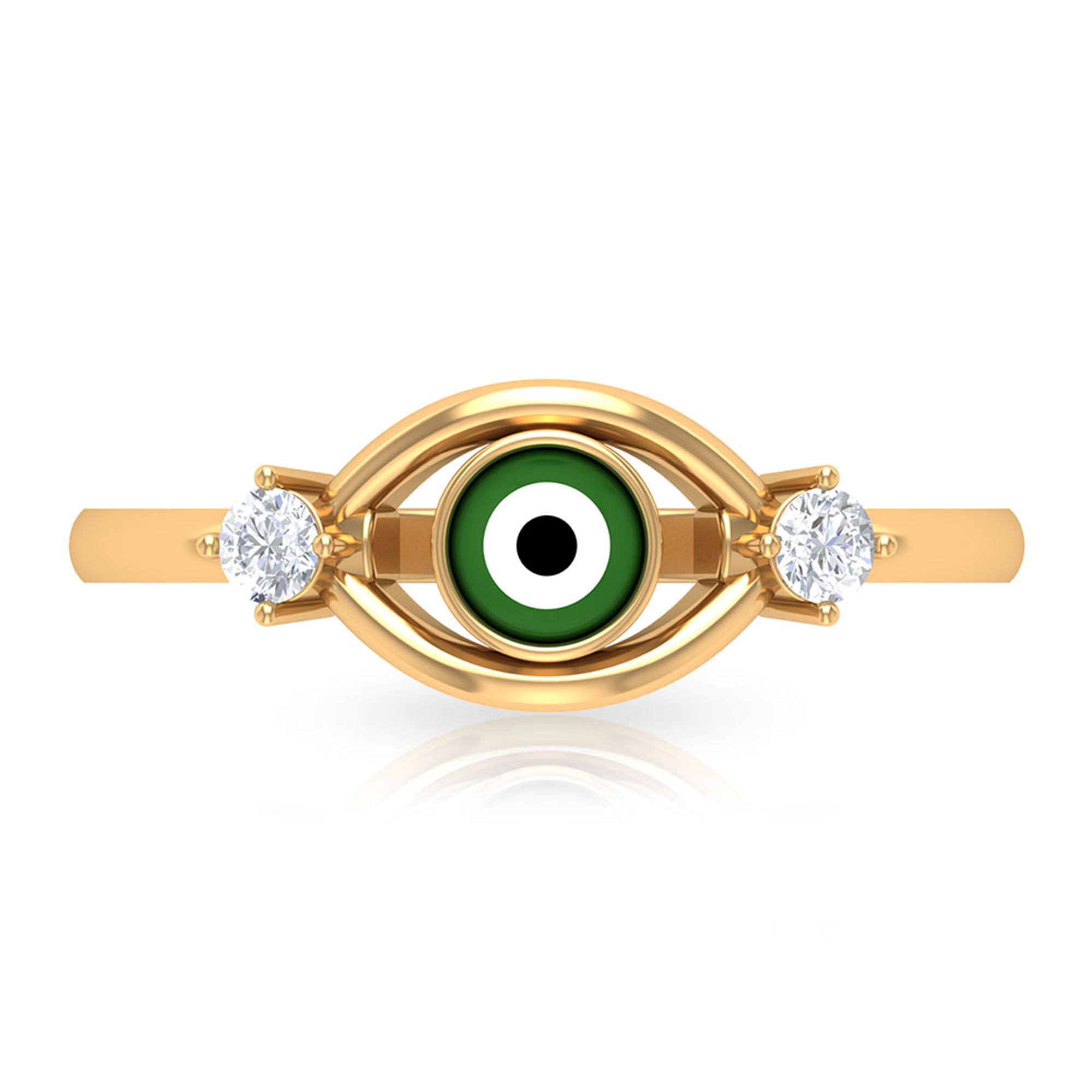 Rosec Jewels-Simple Evil Eye Ring with Certified Moissanite