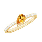 Rosec Jewels-3/4 CT Real Citrine Solitaire Teardrop Ring with Diamond Side Stones