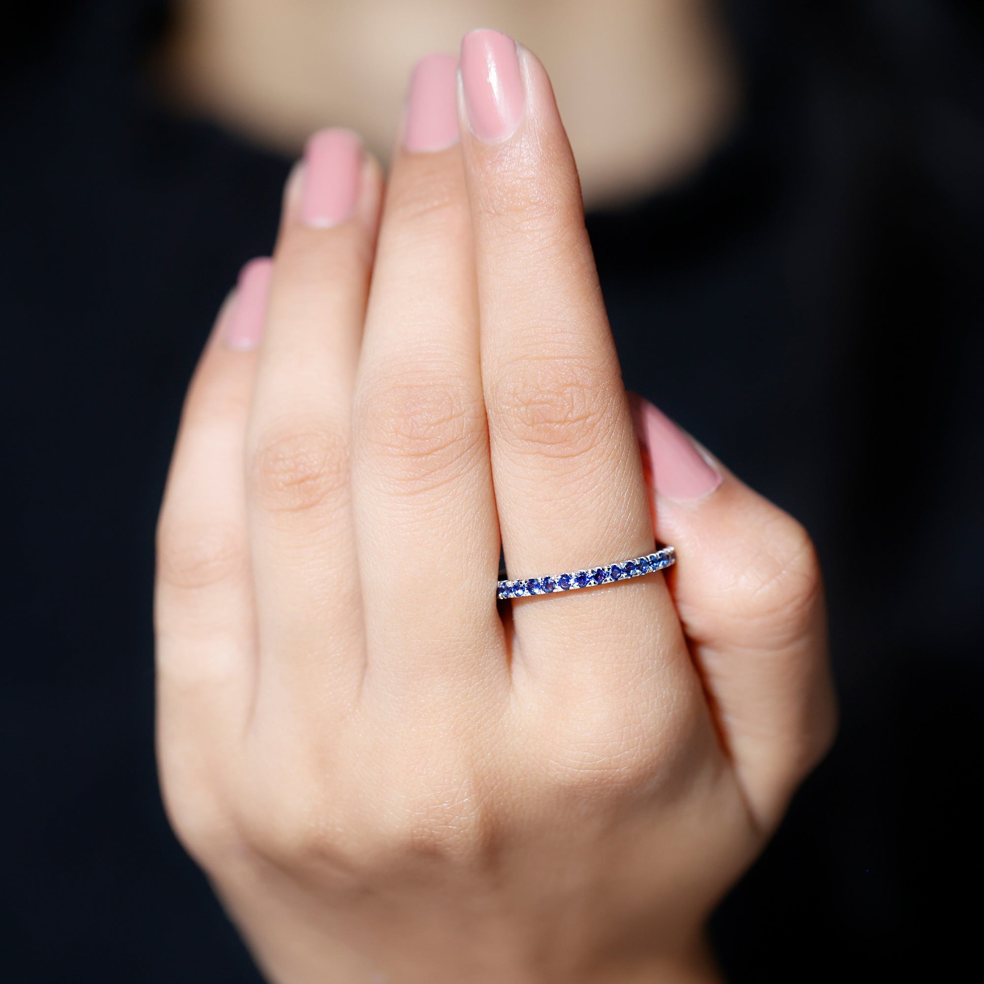 Rosec Jewels-Lab Grown Blue Sapphire Simple Stackable Ring