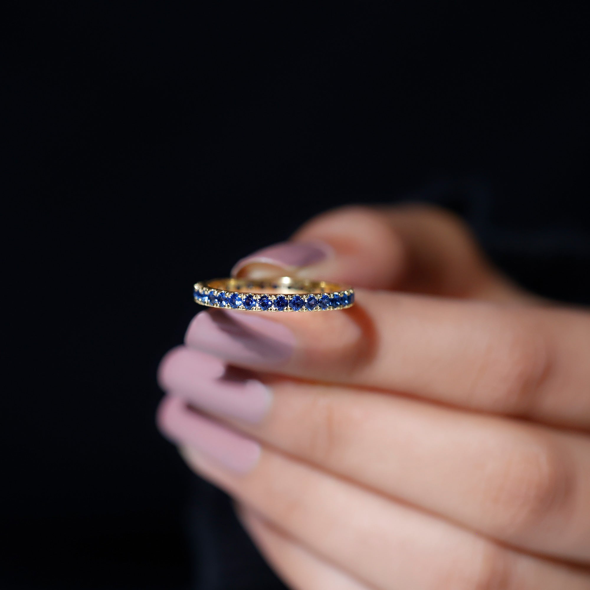 Rosec Jewels-Lab Grown Blue Sapphire Simple Stackable Ring