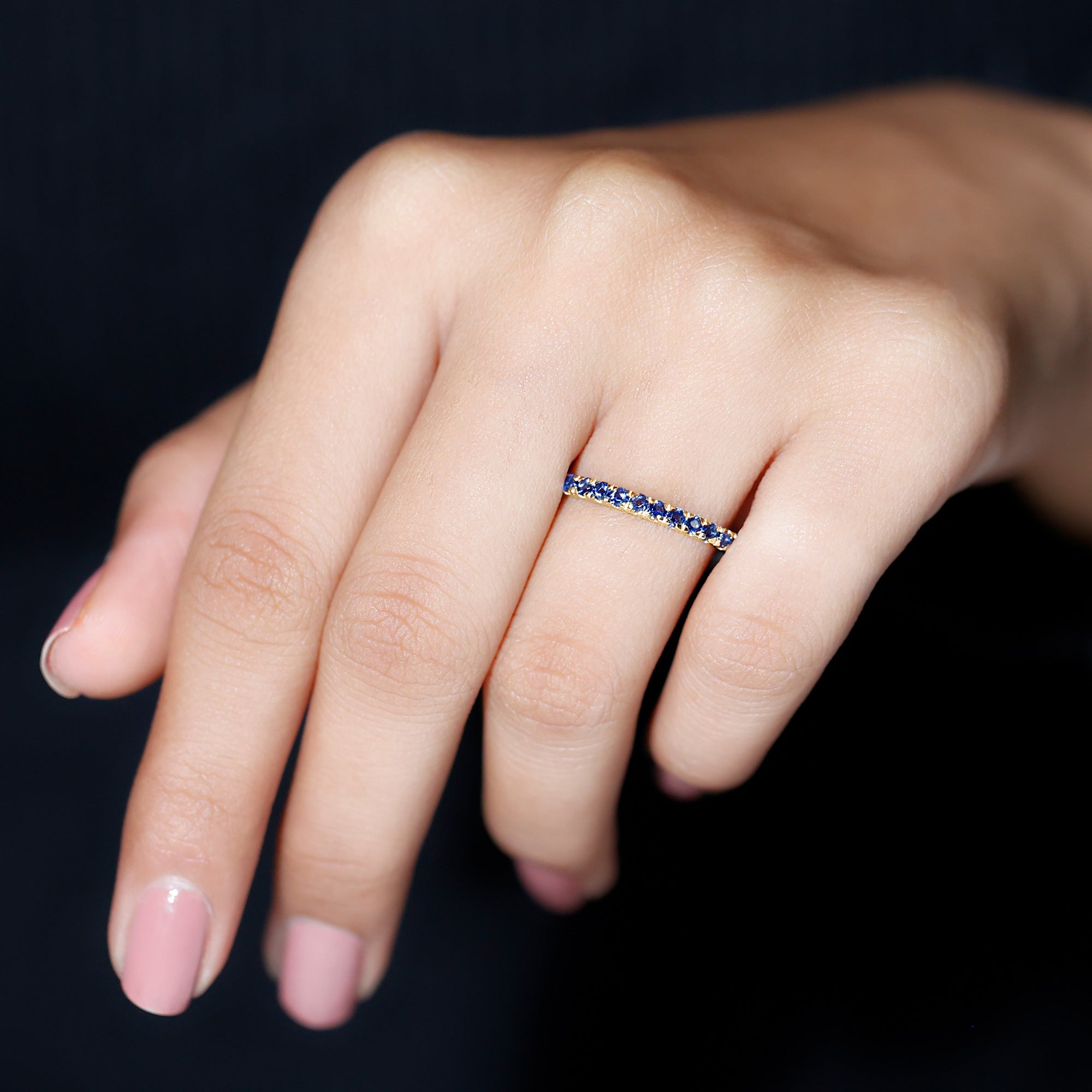 Rosec Jewels-Lab Grown Blue Sapphire Simple Stackable Ring