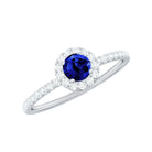 Rosec Jewels-Lab Grown Blue Sapphire and Diamond Minimal Engagement Ring