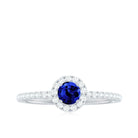 Rosec Jewels-Lab Grown Blue Sapphire and Diamond Minimal Engagement Ring