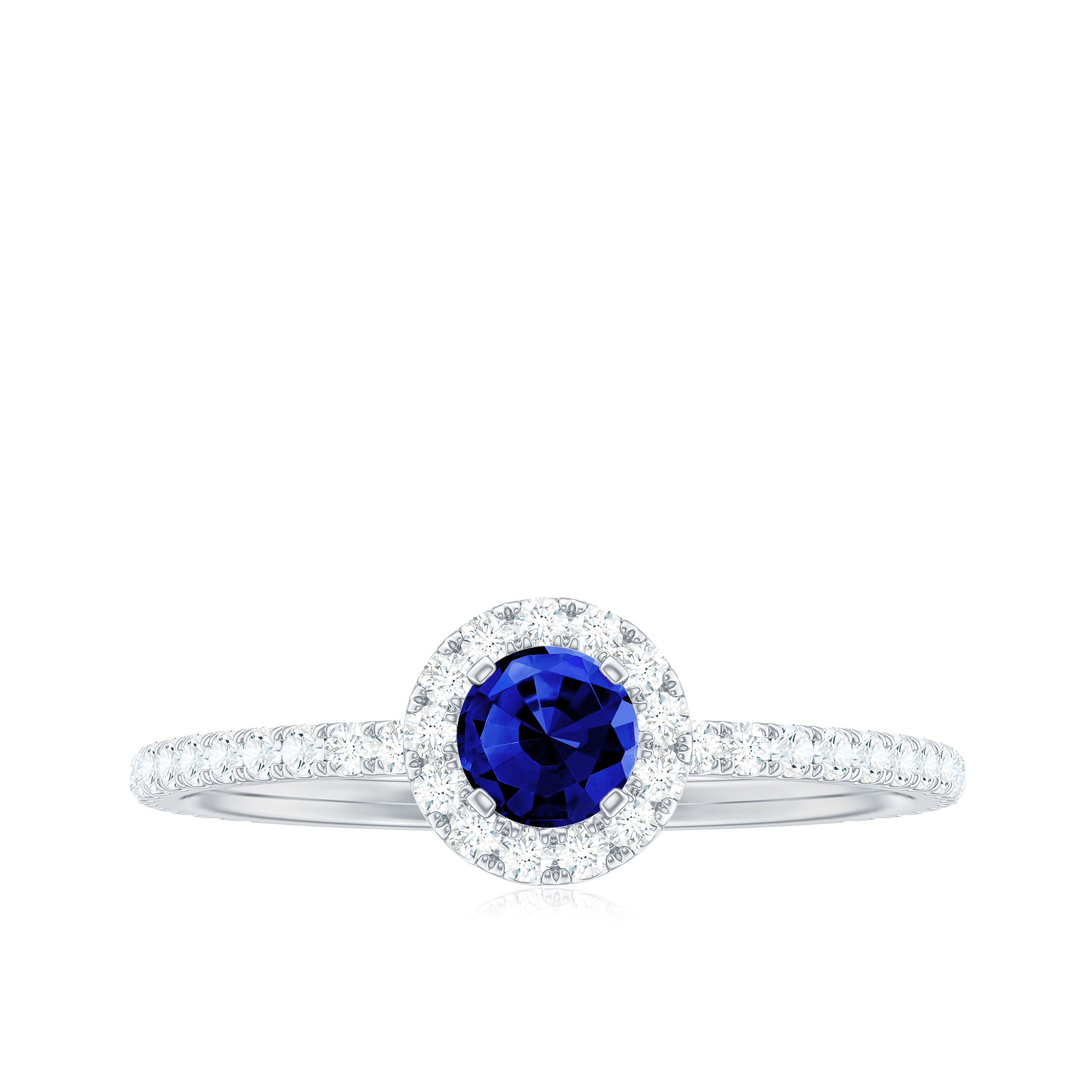 Rosec Jewels-Lab Grown Blue Sapphire and Diamond Minimal Engagement Ring