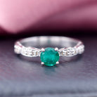 Rosec Jewels-3/4 CT Emerald Solitaire Ring with Diamond