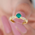 Rosec Jewels-3/4 CT Emerald Solitaire Ring with Diamond