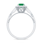 Rosec Jewels-Antique Emerald Engagement Ring with Diamond