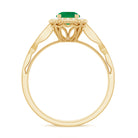 Rosec Jewels-Antique Emerald Engagement Ring with Diamond