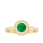 Rosec Jewels-Antique Emerald Engagement Ring with Diamond