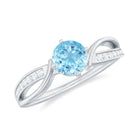 Rosec Jewels-1/2 CT Two Tone Solitaire Infinity Ring with Aquamarine and Diamond