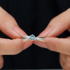 Rosec Jewels-1/2 CT Two Tone Solitaire Infinity Ring with Aquamarine and Diamond