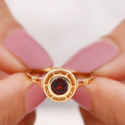 Rosec Jewels-Vintage Style Bezel Set Garnet Solitaire Ring