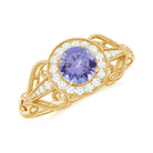 Rosec Jewels-3/4 CT Tanzanite and Diamond Vintage Milgrain Ring