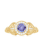 Rosec Jewels-3/4 CT Tanzanite and Diamond Vintage Milgrain Ring