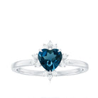 Rosec Jewels-1 CT Heart Shape London Blue Topaz Ring with Diamond Accent