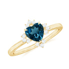 Rosec Jewels-1 CT Heart Shape London Blue Topaz Ring with Diamond Accent